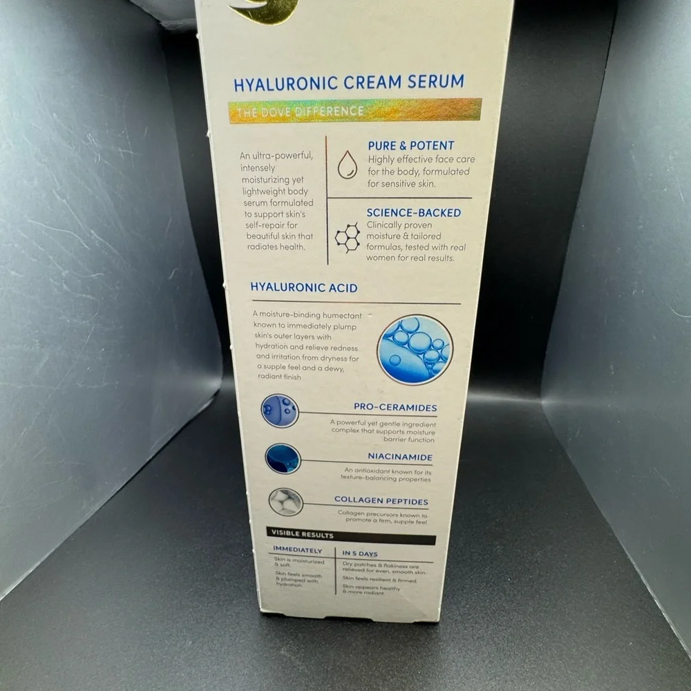 NWT FULL SIZE Dove Hyaluronic Hydration Cream Serum
